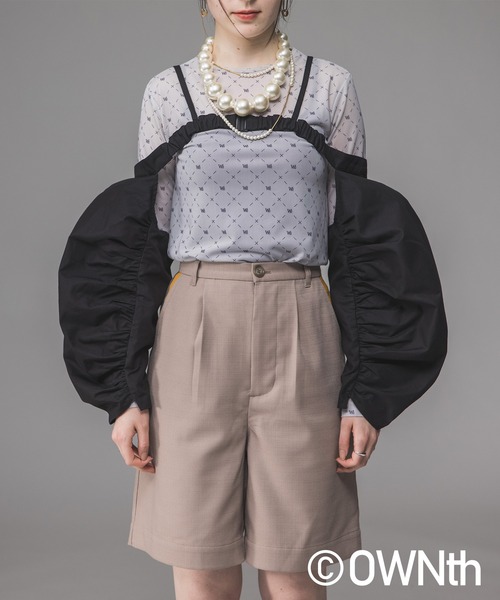 ベスト ジレ ギャザーフォルムスリーブトップス レディース OWNth ベスト ジレ ギャザーフォルムスリーブトップス