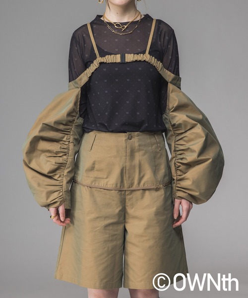 ベスト ジレ ギャザーフォルムスリーブトップス レディース OWNth ベスト ジレ ギャザーフォルムスリーブトップス