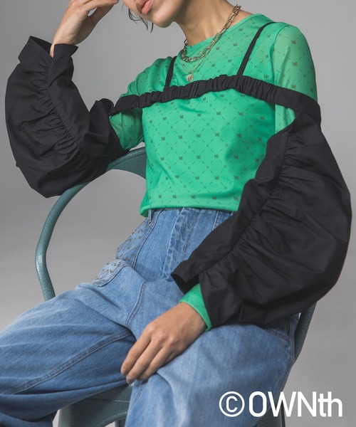 ベスト ジレ ギャザーフォルムスリーブトップス レディース OWNth ベスト ジレ ギャザーフォルムスリーブトップス