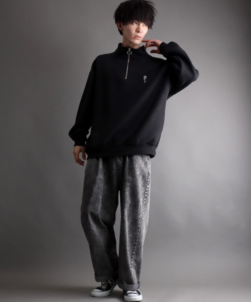 SITRY トレーナー スウェット Big silhouette waffle quilt half