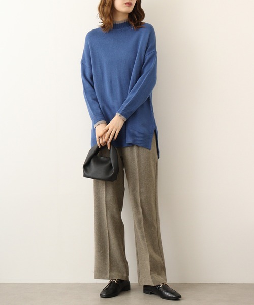 ニット セーター A.N.L 配色ロールネックロングニット レディース ニット セーター A.N.L 配色ロールネックロングニット
