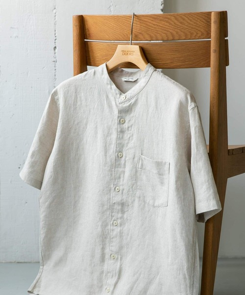 URBAN RESEARCH DOORS シャツ シルケットリネン バンドカラー