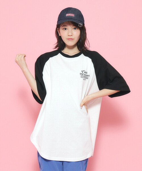 PINK-latte tシャツ 「大人気商品!追加」配色ラグランチュニックT 