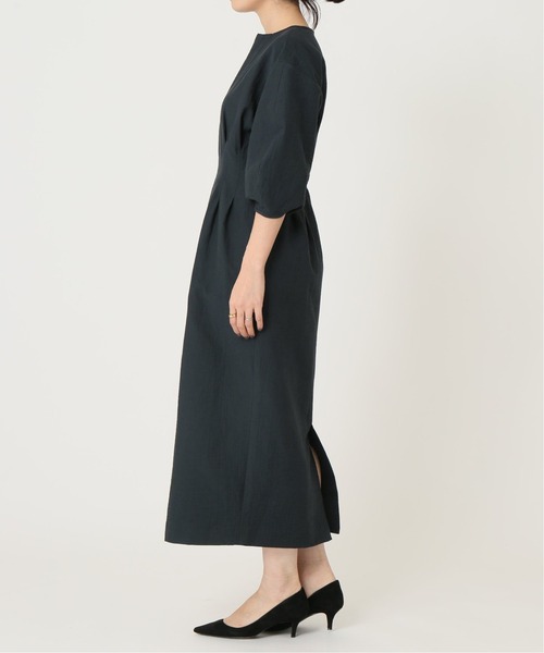 VERMEIL par iena」 7分袖ワンピース 38 グリーン レディース ひざ丈 