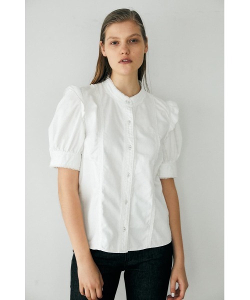 moussy ブラウス 白 MOUSSY（マウジー） 半袖ブラウス 1 ブルー レディース : ZOZOTOWN