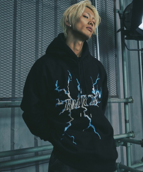パーカー A'GEM/9 × .kom 「ROMANTIC CROWN/ロマンティック クラウン」THUNDER LOGO HOODIE/サンダーロゴ