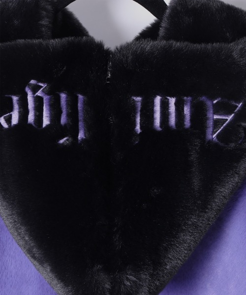 Amilige（アミリージュ） パーカー フード刺繍切り替えファーパーカー