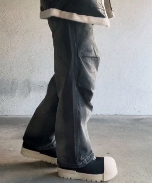 8 ジーンズ スプレー抜染加工オーバーパンツ メンズ レディース