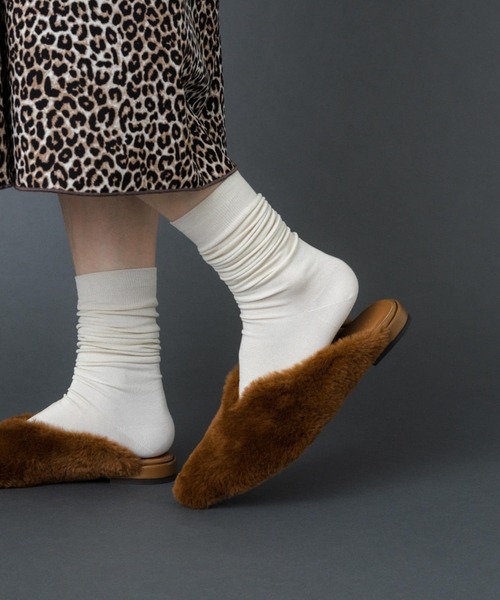 meltthelady ポインテッドファーミュール ホワイト 超美品】ポインテッドミュール(ホワイト) melt the lady ポインテッド