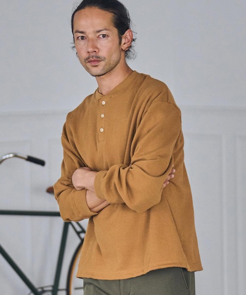 CAMBIO tシャツ mlt4878- ワッフルヘンリーネックカットソー