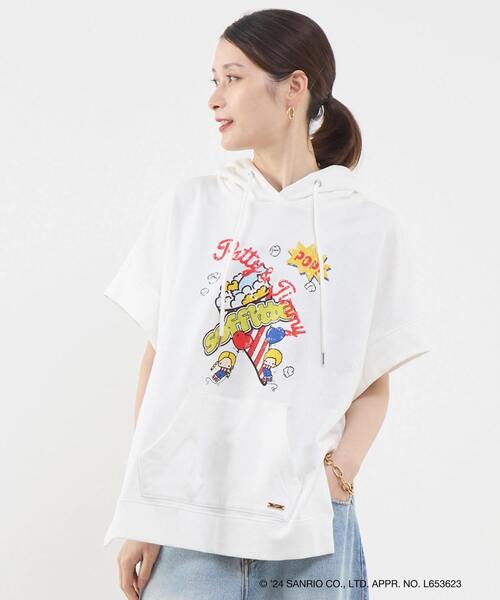 パーカー 「Soffitto×PATTY＆JIMMY」コラボ　ハーフスリーブフーディ レディース