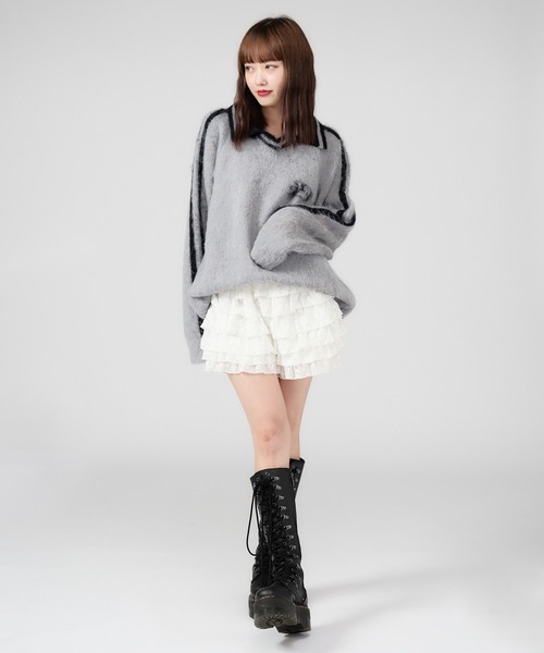 ニット セーター Game Shirt like Line Knit / ゲームシャツ風ニット レディース