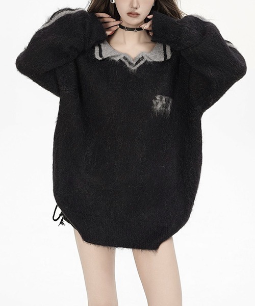 Chick ニット セーター Game Shirt like Line Knit / ゲーム