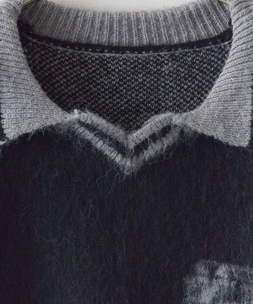 Chick ニット セーター Game Shirt like Line Knit / ゲーム