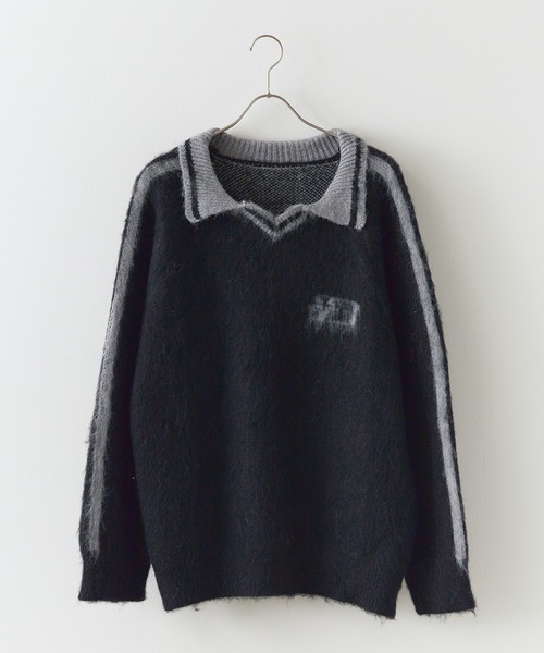ニット セーター Game Shirt like Line Knit / ゲームシャツ風ニット レディース Chick ニット セーター Game Shirt like Line Knit / ゲーム