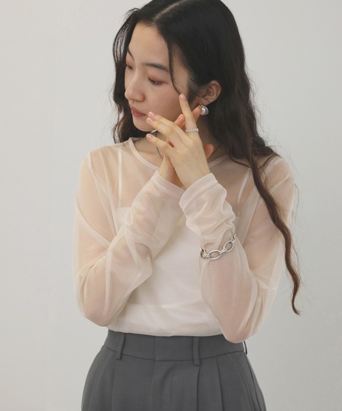 TAN SPARKLED TEE ラメシアーカットソー NOGLE tシャツ 「NOGLE/ノグル」マグネティックラメシアー