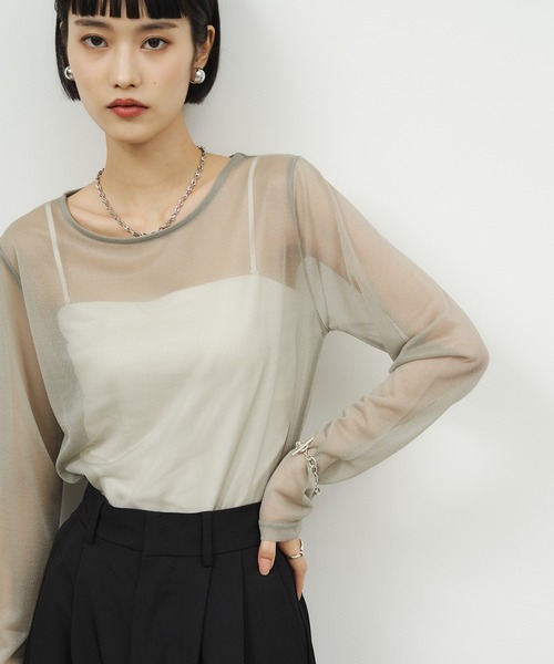 TAN SPARKLED TEE ラメシアーカットソー NOGLE tシャツ 「NOGLE/ノグル」マグネティックラメシアー
