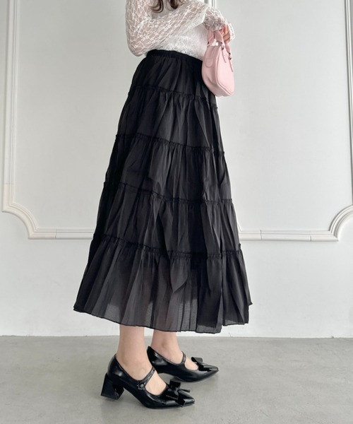 BLENHEIM　ティアードロングスカート Gather tiered long skirt/ ギャザーティアードロングスカート