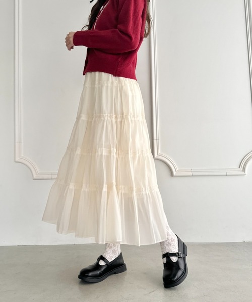 BLENHEIM　ティアードロングスカート Gather tiered long skirt/ ギャザーティアードロングスカート