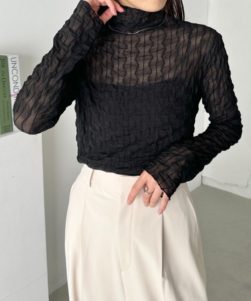 ウェーブシアートップ WAVE JACQUARD SHEER TOP / ウェーブジャカードシアートップ