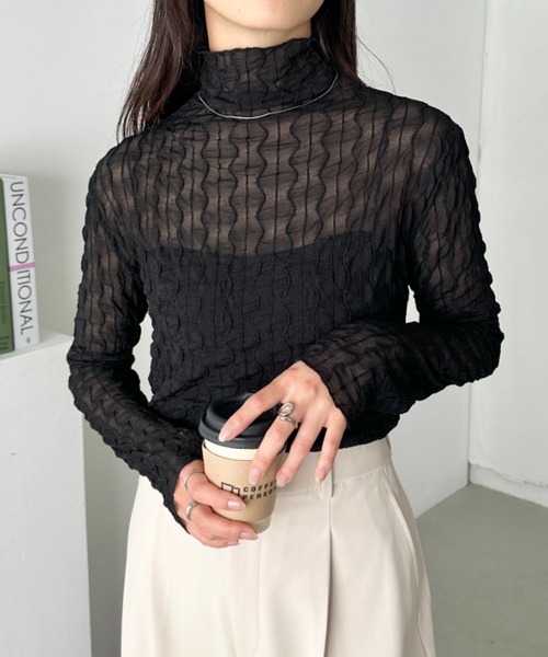 CLEA tシャツ ウェーブデザインシアートップス レディース : ZOZOTOWN