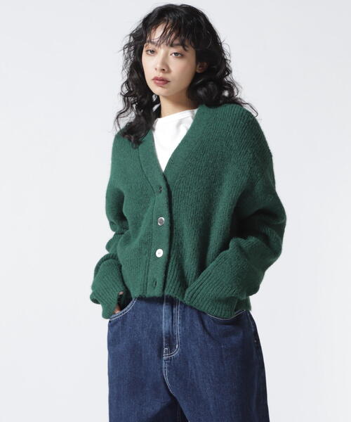 カーディガン B omnivore/ビーオムニボー  フェザーヤーンあぜ編みカーディガン レディース BEAVER カーディガン B omnivore/ビーオムニボー フェザーヤーン