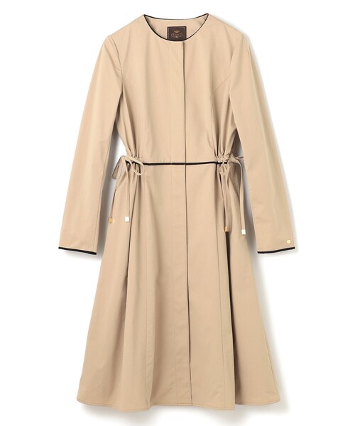 【中古】トッカ TOCCA TORCH 襟付きコート ステンカラー アウター ロング丈 リボン 装飾 ストレッチ 0 ベージュ TOCCA（トッカ） コート アウター TORCH コート レディース : ZOZOTOWN