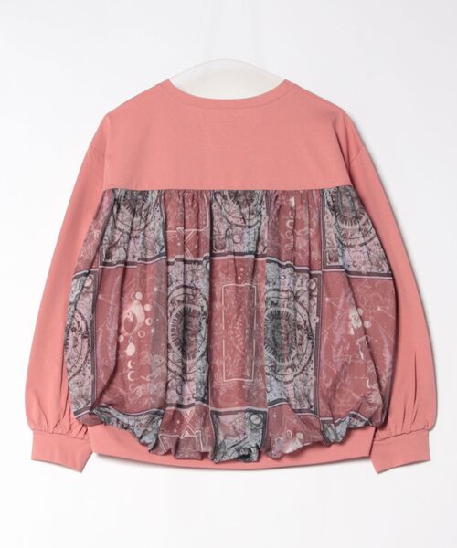 iS ScoLar tシャツ 551215：天体柄パッチワーク風 チュール重ね