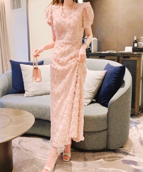【美品】ブラック Vネック ロングドレスラメ入　パーティー　結婚式　二次会 ドレス シフォン Vネック ウェストベルト ハイウェスト ラメ