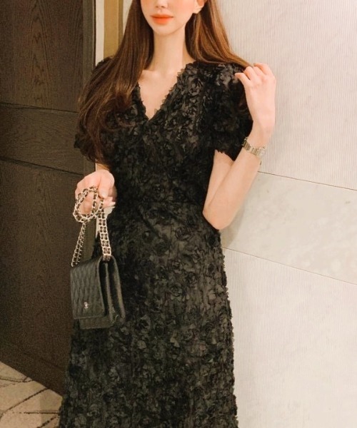 jewels ブラック Vネック ロングドレス　s 黒 shameless ドレス 「結婚式・二次会」Vネックロングドレス