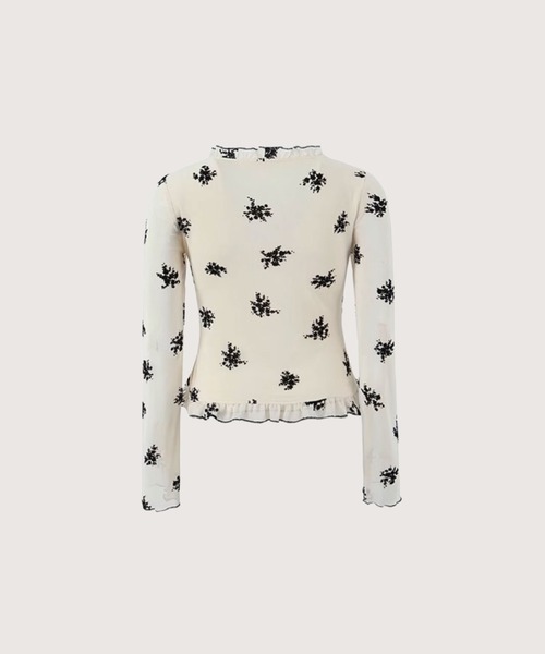 LA POMME petit ブラウス シャツ Frill Piping Floral Blouse