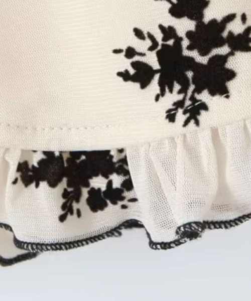 LA POMME petit ブラウス シャツ Frill Piping Floral Blouse