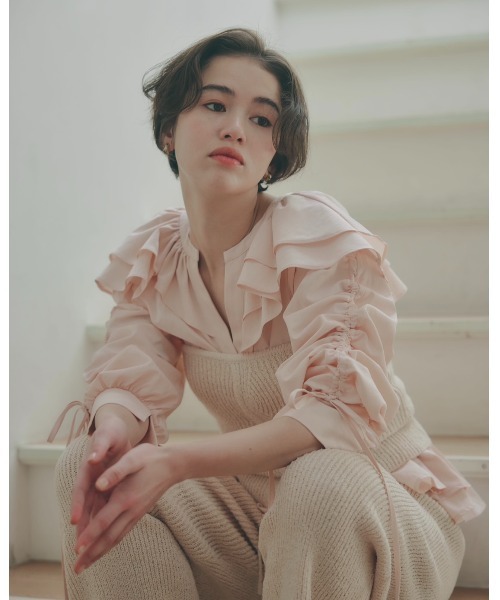 NOTRE emor（ノートルエモア） ブラウス シャツ frill design blouse