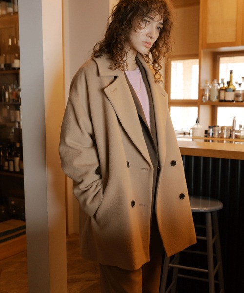 「DOUX ARCHIVES」 ピーコート FREE シルバーグレー レディース_画像3