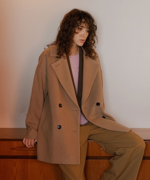 「DOUX ARCHIVES」 ピーコート FREE シルバーグレー レディース_画像8