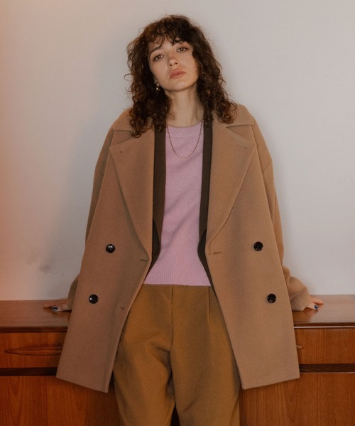 「DOUX ARCHIVES」 ピーコート FREE シルバーグレー レディース_画像9