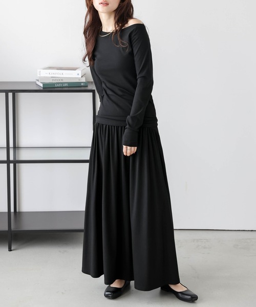 Lajour セットアップ 夏 日本製 ワンショルダートップス+スカート