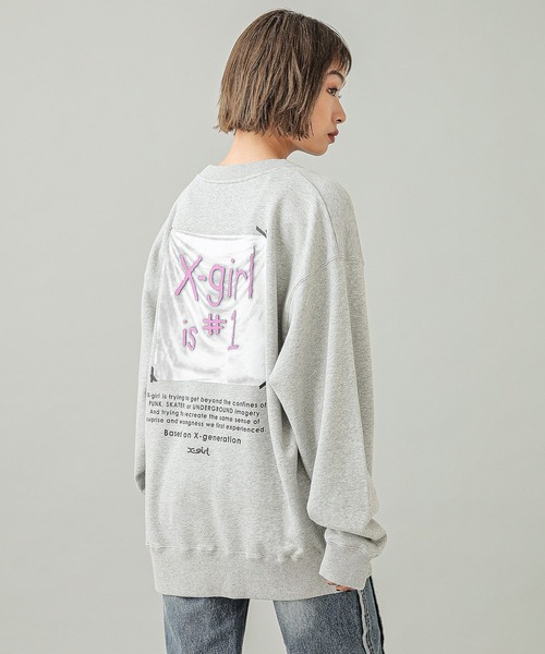 「X-girl」 スウェットカットソー M アッシュ レディース