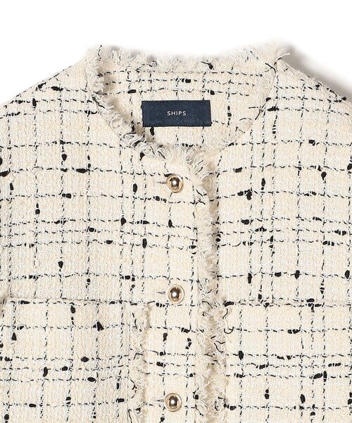SHIPS（シップス） ツイードジャケット 38 オフホワイト レディース