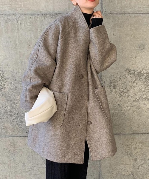 select MOCA by son」 ノーカラーコート FREE グレー レディース