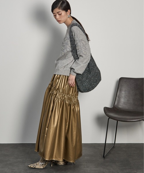 「THE YOn」 フレアスカート FREE シルバー レディース_画像9