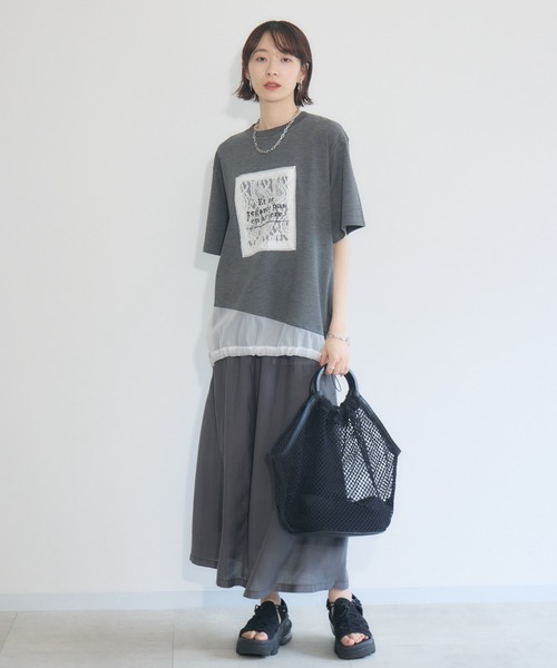 tシャツ ドライタッチコクーンプルオーバー レディース Paradise Picnic tシャツ 33℃ レースパッチドライタッチプル