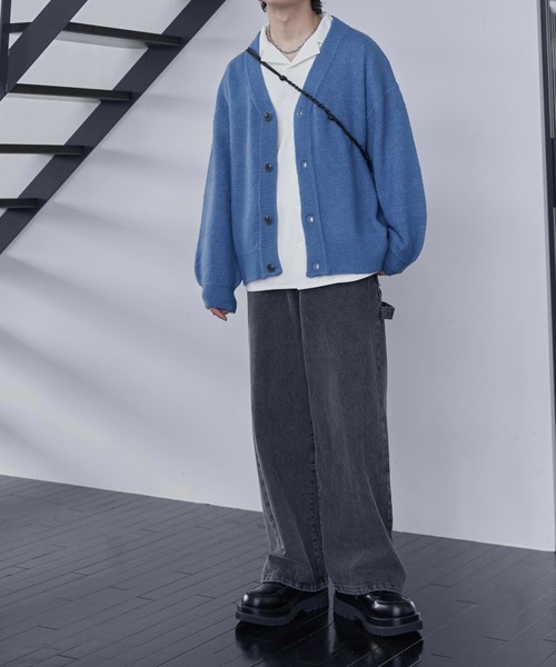 ADAMASTE ニットカーディガン SMALL ブルー メンズ : ZOZOTOWN Yahoo