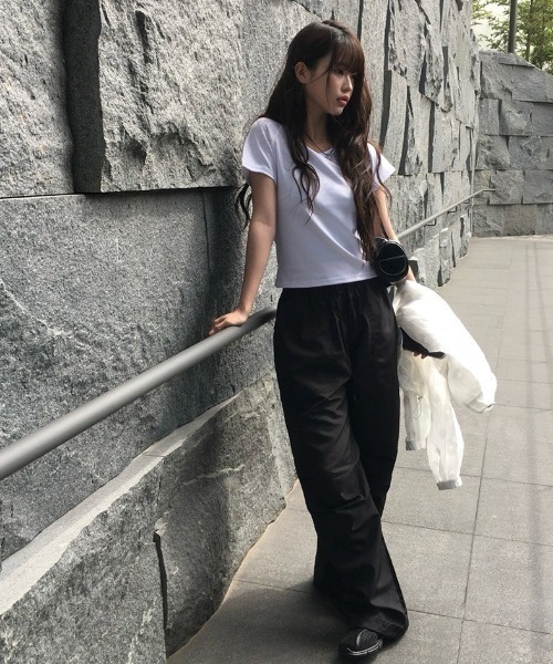 anyonemore tシャツ ベーシッククロップドラグラン半袖Tシャツ