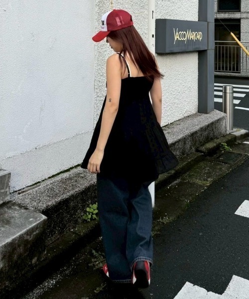 aclent キャミワンピース Sサイズ ACLENT ワンピース コットンレースティアードミニキャミ