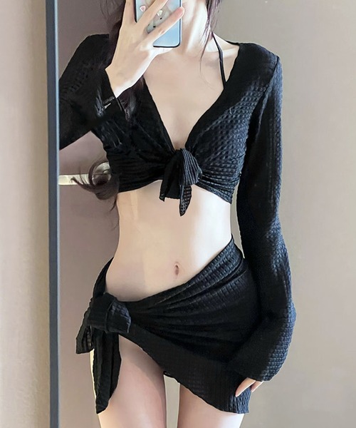 swimwear/水着/フロントリボン セール】【 レディース水着／2点セット 】フロントリボン