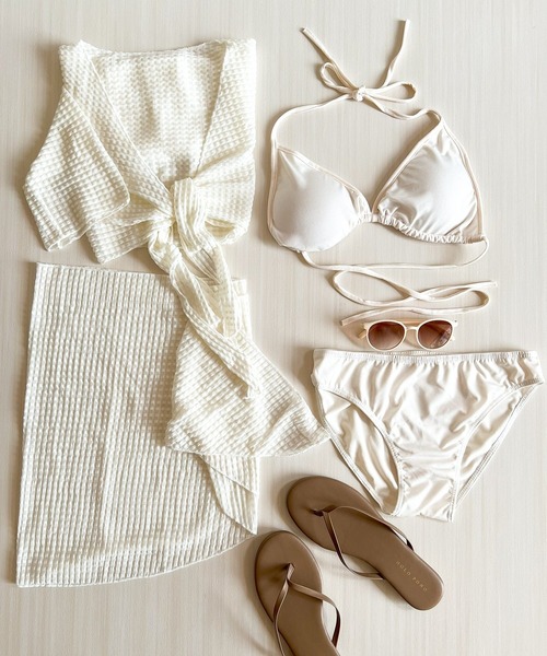swimwear/水着/フロントリボン セール】【 レディース水着／2点セット 】フロントリボン