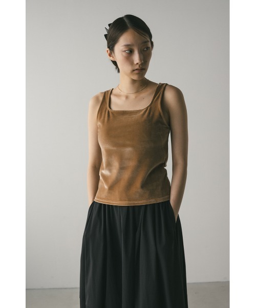 ER emma ベロアタンクトップ　クリーム　新品未使用 STYLEMIXER タンクトップ ノースリーブ ベロアタンクトップ
