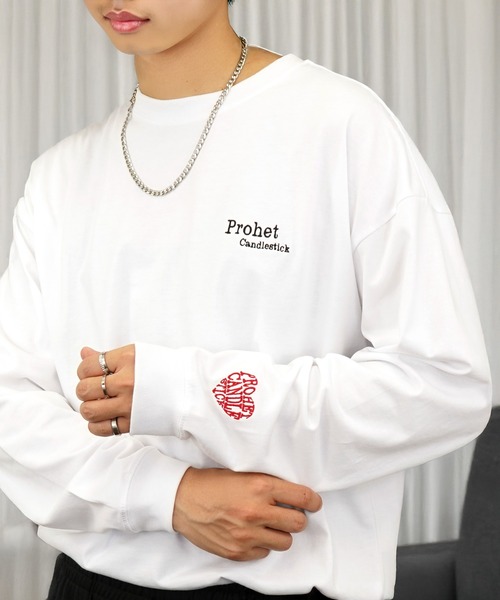 tシャツ 刺繍 ロゴ 長袖 Tシャツ ハート グラフィック ロンT