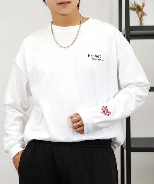 tシャツ 刺繍 ロゴ 長袖 Tシャツ ハート グラフィック ロンT